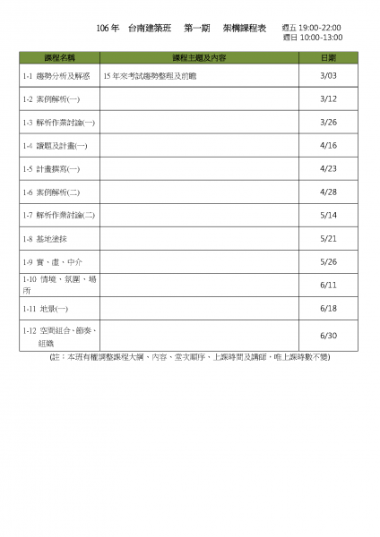 106 台南築基班  第一期  架構課程表.png
